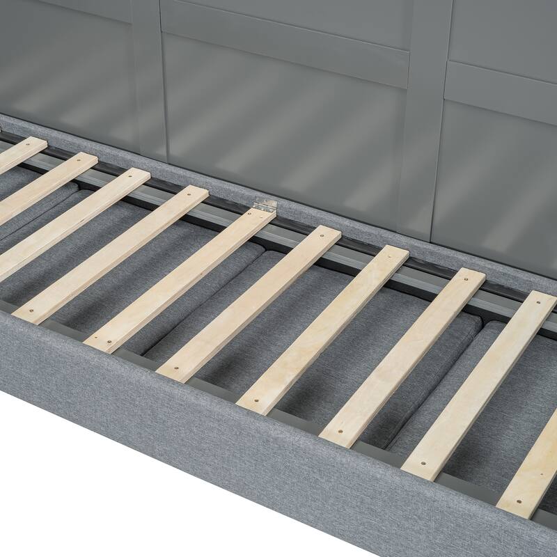 Queen Size Wall Bed with Sofa in Gray, Space-Saving Murphy Bed Design