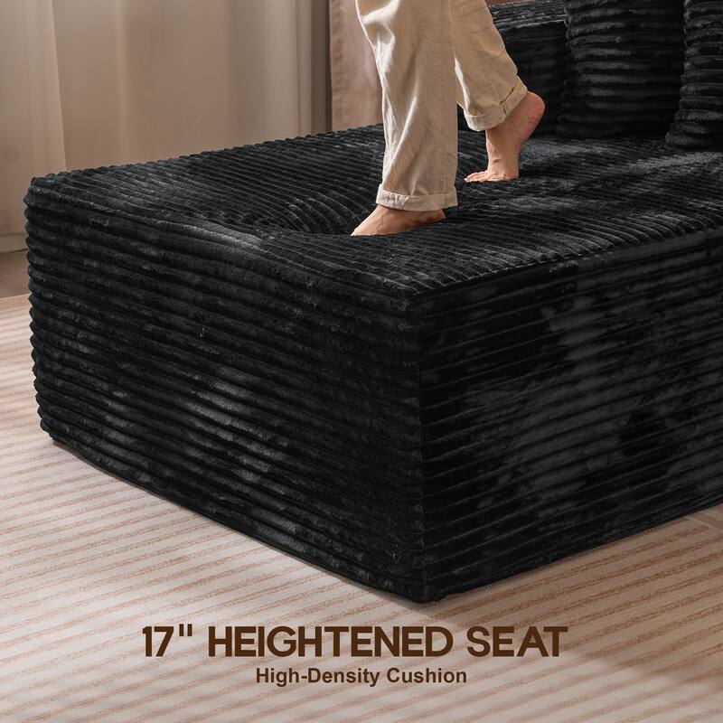 OVIOS All-Foam Plush L-Shaped Sofa​