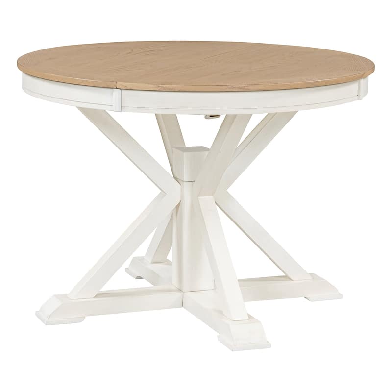 Retro Functional Extendable Dining Table with a 12" Leaf