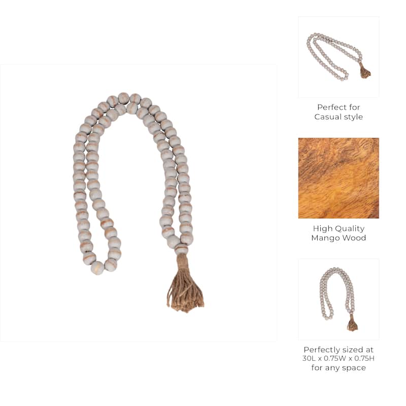Mango Wood Double Beaded Garland with Tassel