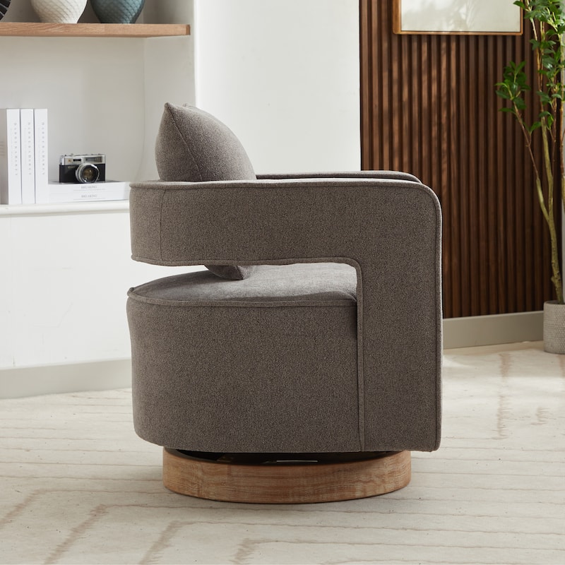 29"W Boucle Upholstered Swivel Armchair Single Sofa