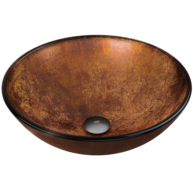 VIGO Giovanni 17"L x 17"W x 6"H Glass Round Vessel Bathroom Sink
