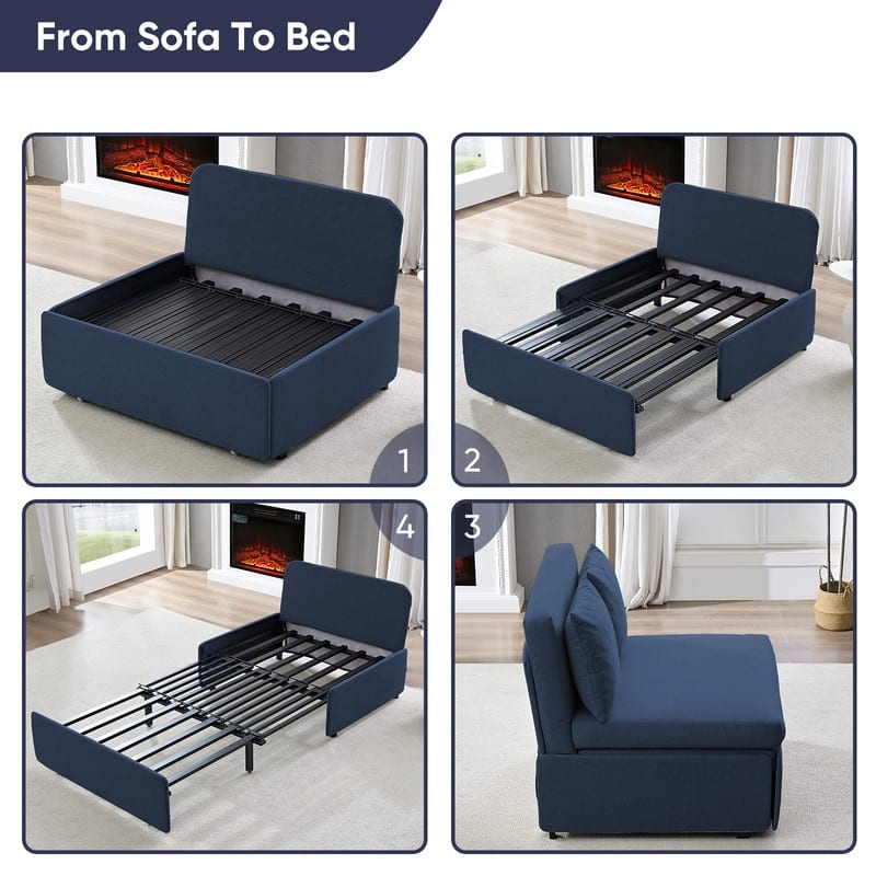 Mixoy Full/Queen Size Sofa Bed,2 in 1 Convertible Linen 1-Seater/Loveseat Sleeper Sofa Couch with Cushions