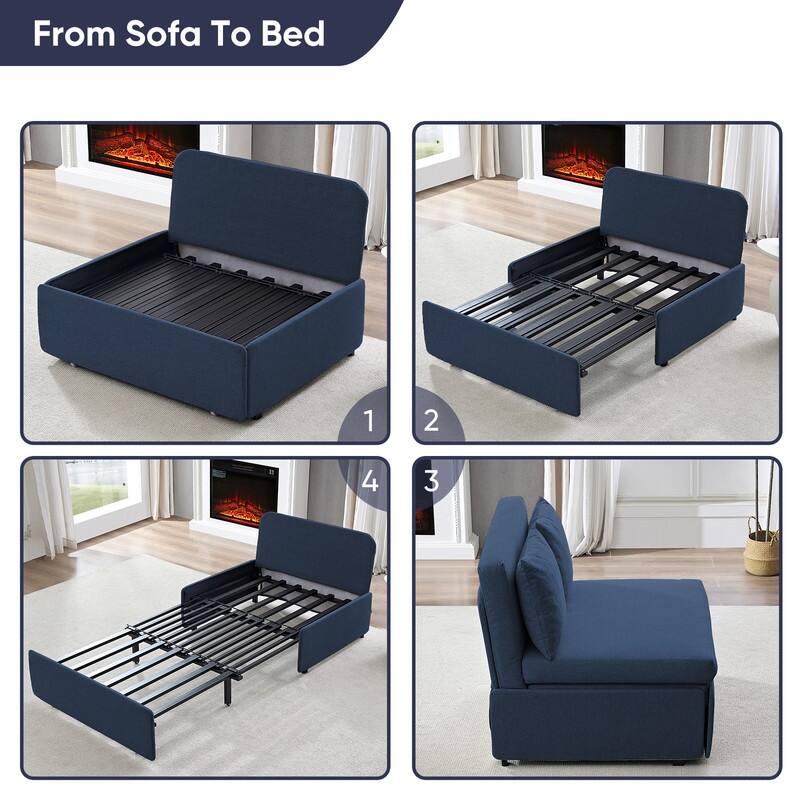 Mixoy Full Size Queen Size Sofa Bed,2 in 1 Convertible Linen 1-Seater/Loveseat Sleeper Sofa Couch with Cushions