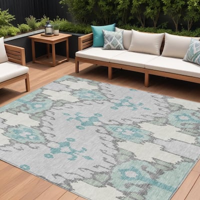 HomeRoots Ikat Transitional Rectangle Outdoor Rug