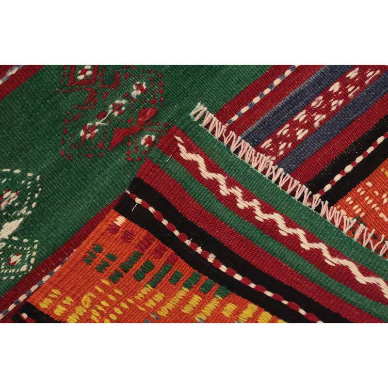 Hand Woven Oriental 100% Wool Carpet Southwestern Tribal Multi-Colored Kilim Area Rug - 9' 5'' X 5' 2''