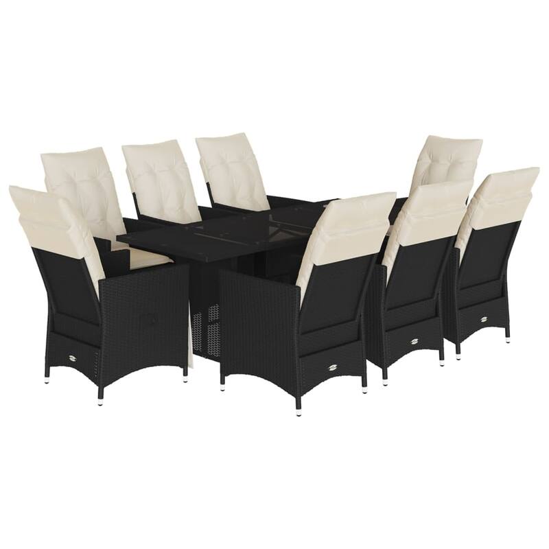 vidaXL Garden Dining Set Black, Cream White - 23.2 x 22.0 x 36.2 in