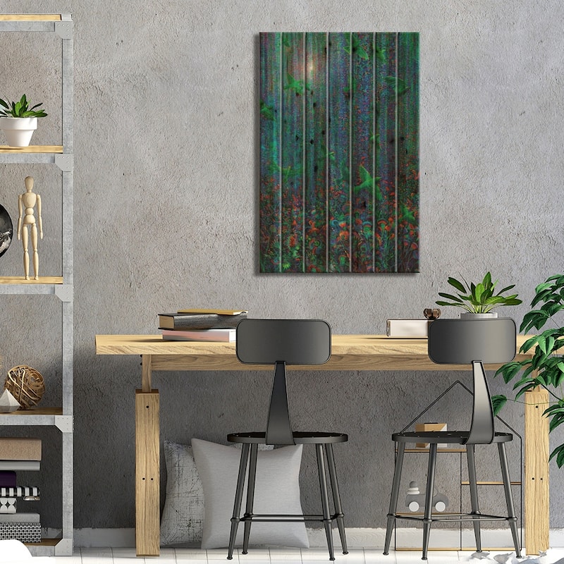 Plume Bloom Print On Wood by Iris Scott - Multi-Color