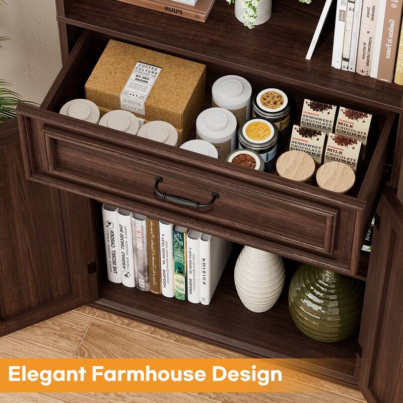 Farmhouse 25'' Kitchen Pantry Cabinet with Drawer ＆ Doors, Freestanding Cupboard with Storage Shelves for Kitchen, Dining Room