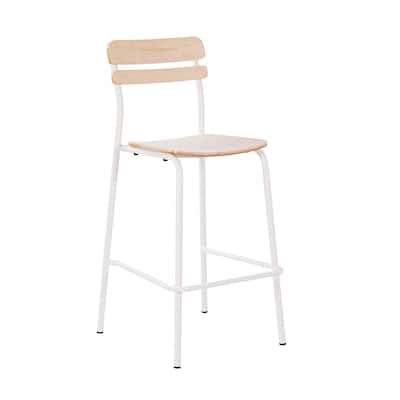 Commercial Solid Wood Bar Stool with Frame and Antique Finish - 19.75"W x 22.25"D x 44.5"H