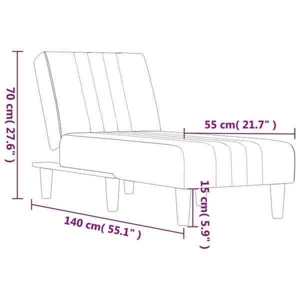 dimension image slide 1 of 2, vidaXL Chaise Longue Black Velvet - 21.7" x 55.1" x 27.6"