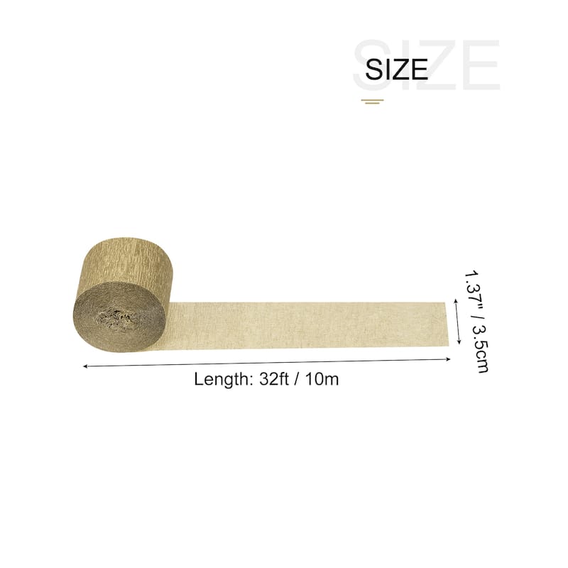 3pcs Crepe Paper Streamer 32ft Long 1.37 Inch Wide for Decoration - Gold Tone