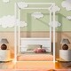preview thumbnail 1 of 36, Canopy Bed Frame with Headboard, 4 Posters Wooden Bed Frame, No Box Spring Needed, Mattress Foundation Platform Bed for Kids