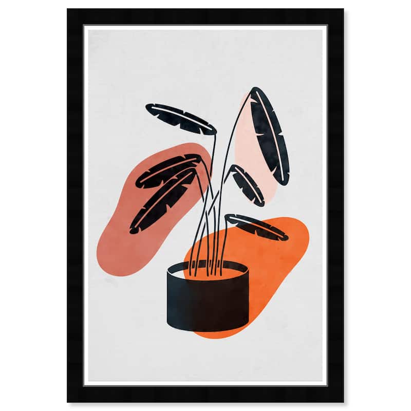 Wynwood Studio Prints Floral and Botanical A Plant In a pot Gray and Dark Gray Tropical Wall Art Canvas Print
