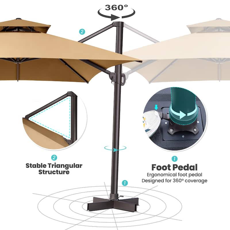 Crestlive Products 10 x 13ft Outdoor Patio Cantilever Umbrella with Base