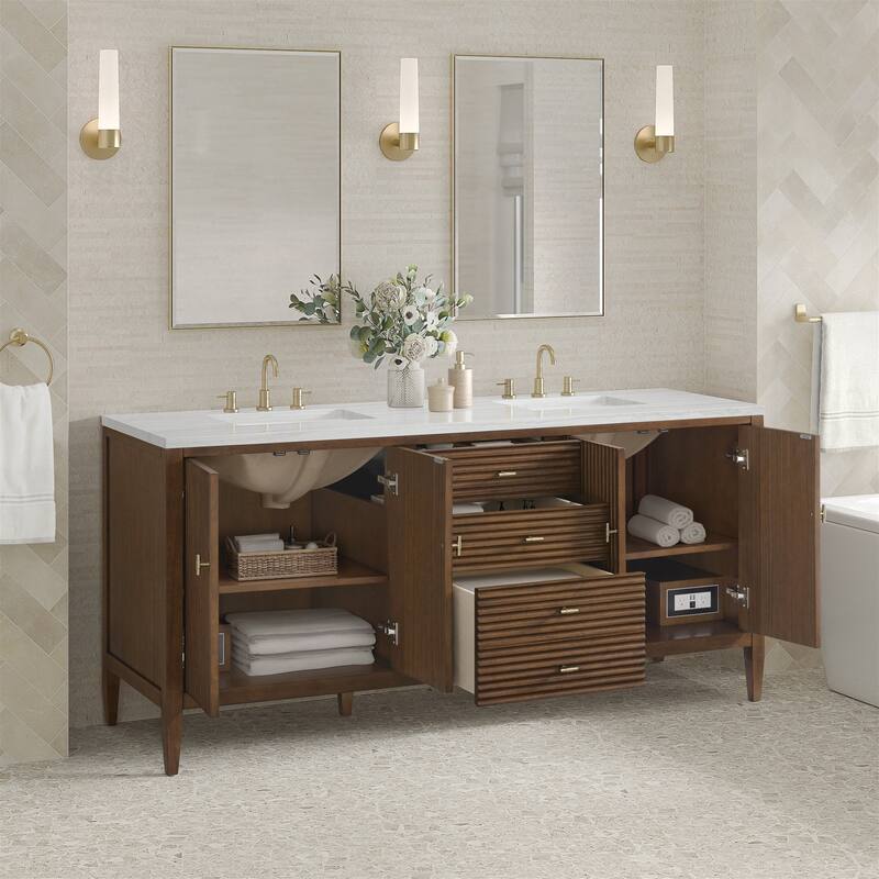 James Martin Vanities 485-V72-3AF Myrrin 72" Double Basin Wood Vanity