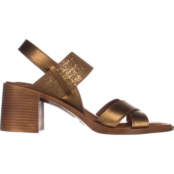 bronze block heel sandals
