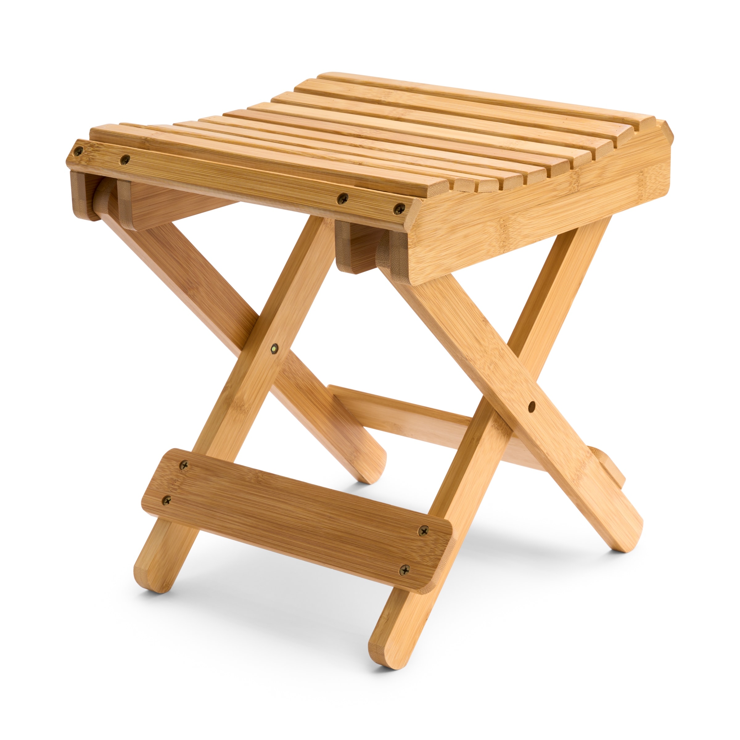 Bamboo Wooden Folding Step Stool Bench for Shower Foot Rest Bath Chair - 25" L x 19.5" W x 6" H