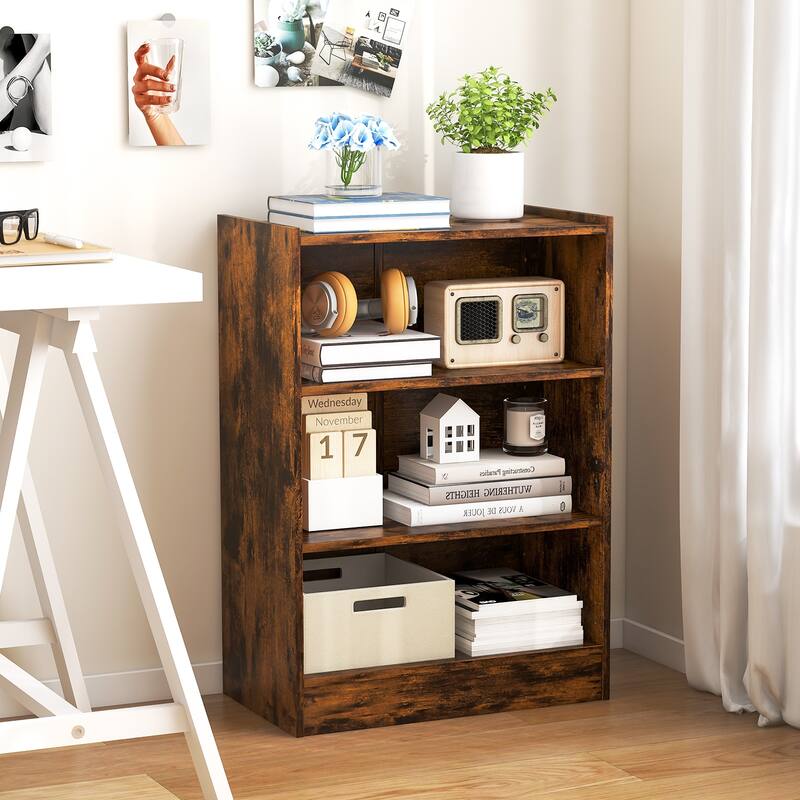 Costway 2 PCS 3-Tier Bookcase Open Multipurpose Display Rack Cabinet - 19.5'' x 12'' x 29.5'' (L x W x H)
