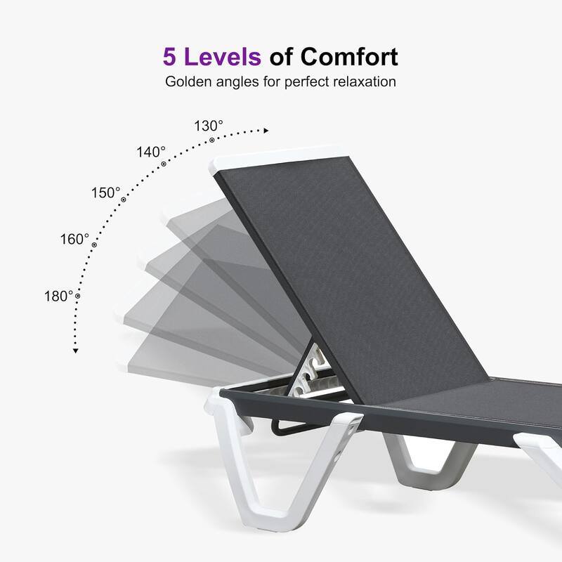 PURPLE LEAF 2-Pack Outdoor Chaise Lounge Set - Plastic & Aluminum Frame, Stackable, for Poolside Sunbathing, Beach, Yard
