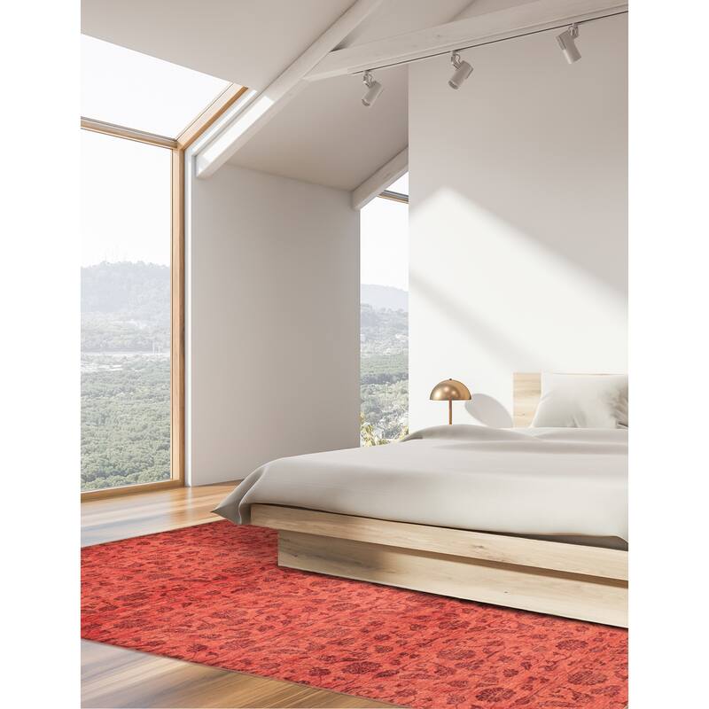 ECARPETGALLERY Hand-knotted Vibrance Light Red Wool Rug - 8'0 x 10'2