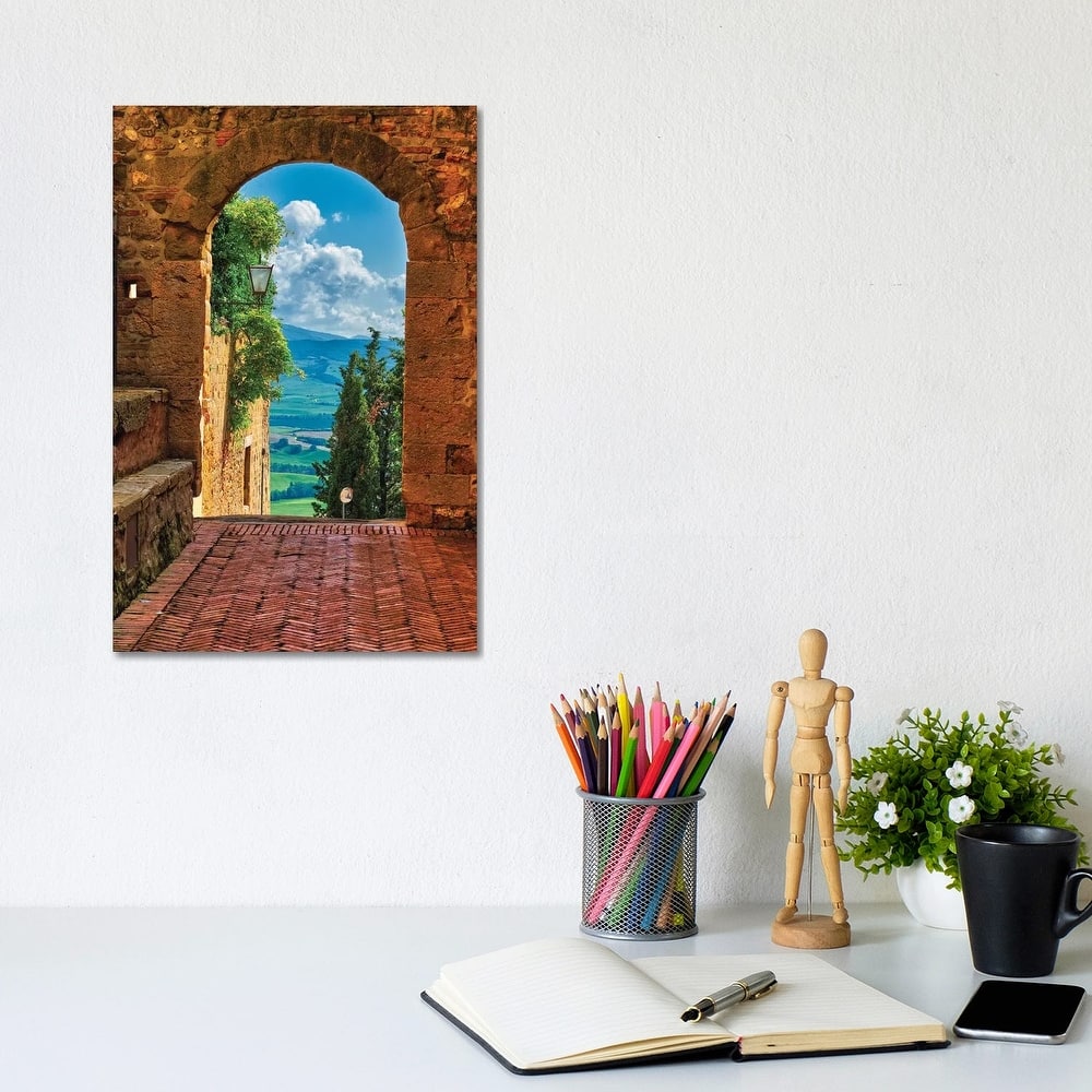 iCanvas "Arch With The View Of The Tuscan Countryside, Pienza, Tuscany, Italy" by George Oze Canvas Print