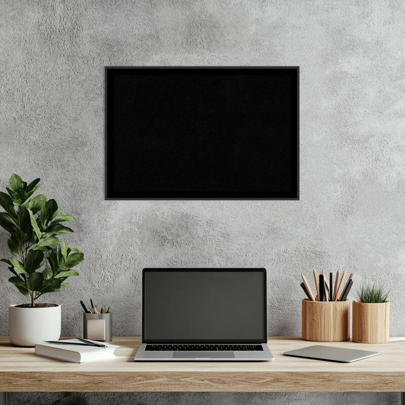 Incline Black Wood Framed Cork Board - Bulletin Board, Organization Board, Pin Board
