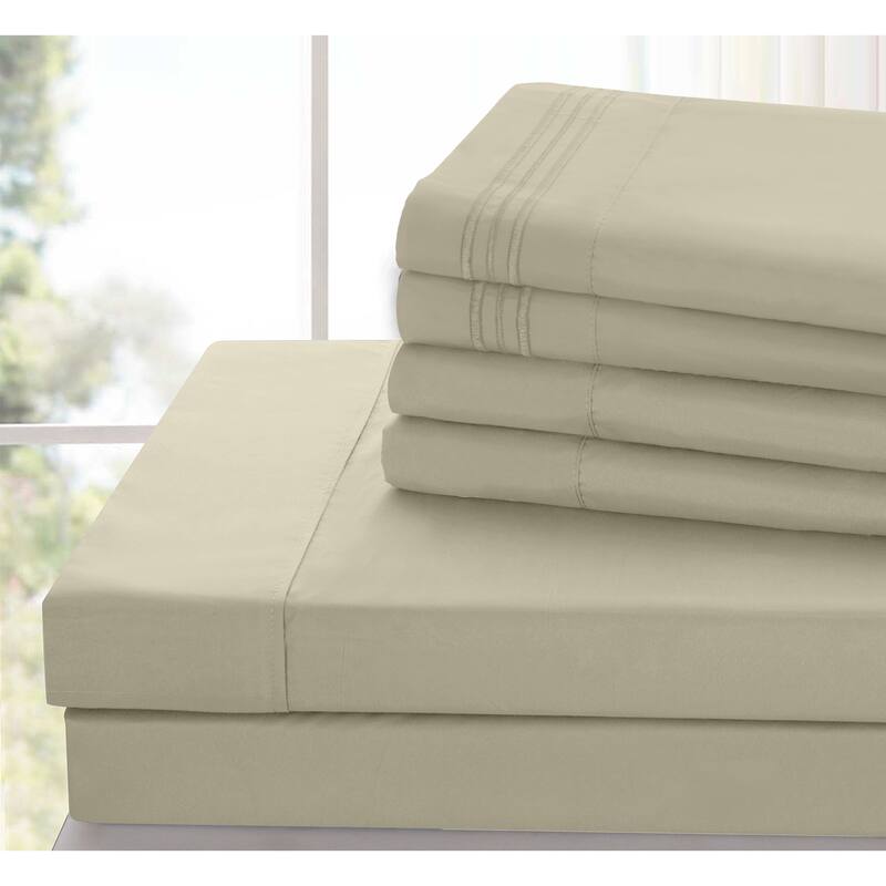 6 Piece Bed Sheet Set Deep Pocket Ultra Soft Microfiber Bedding Sheets