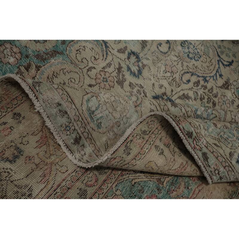 Hand Knotted Oriental 100% Wool Carpet Traditional Floral Beige & Ivories Kashmar Area Rug - 12' 0'' X 9' 7''