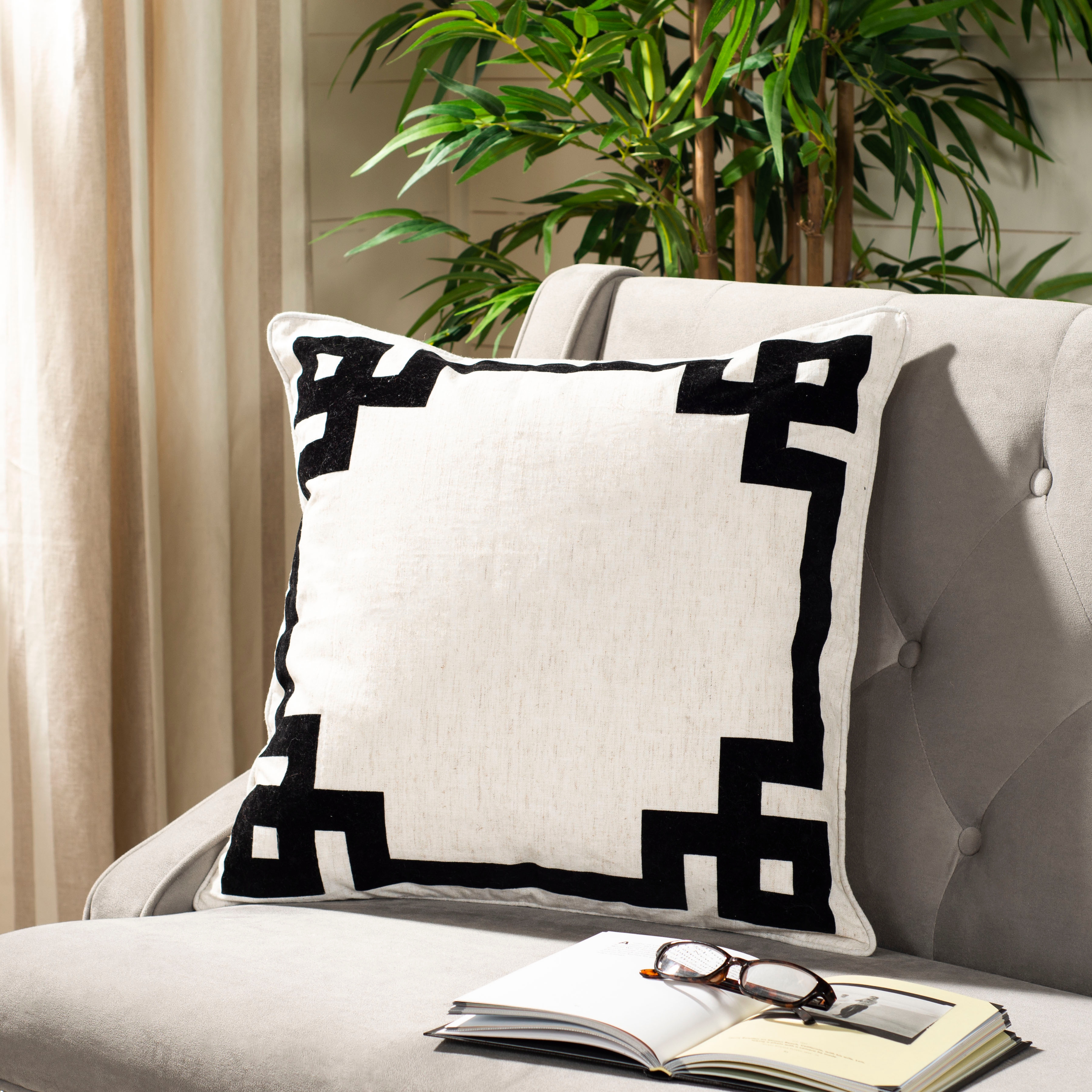 Tahari Home 26 x 26 White Grey Baxter Clip Ogee Decorative Euro Pillow Set 2 Pack Bed Bath Beyond 39399037
