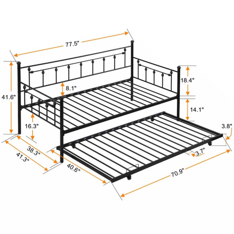 Twin Size Daybed with trundle BLACK