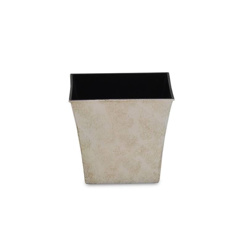 HomeRoots 7" Cream Recycled Plastic Indoor Outdoor Square Nursery Pot