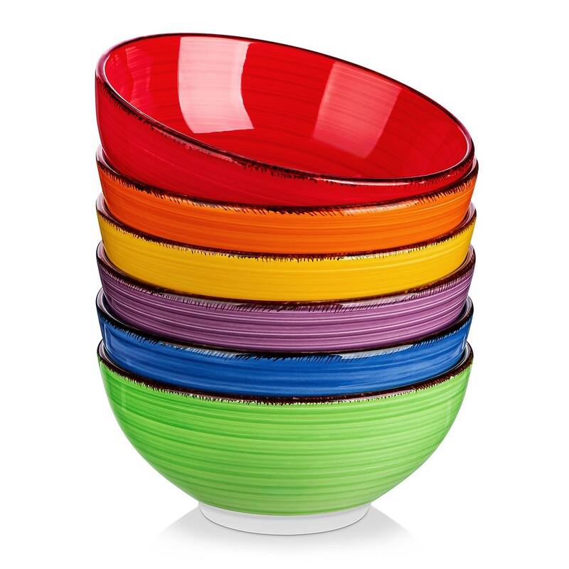 vancasso Bonita Sturdy Stoneware 6-Piece Bowls Set - Cereal Bowls - Assorted Colors