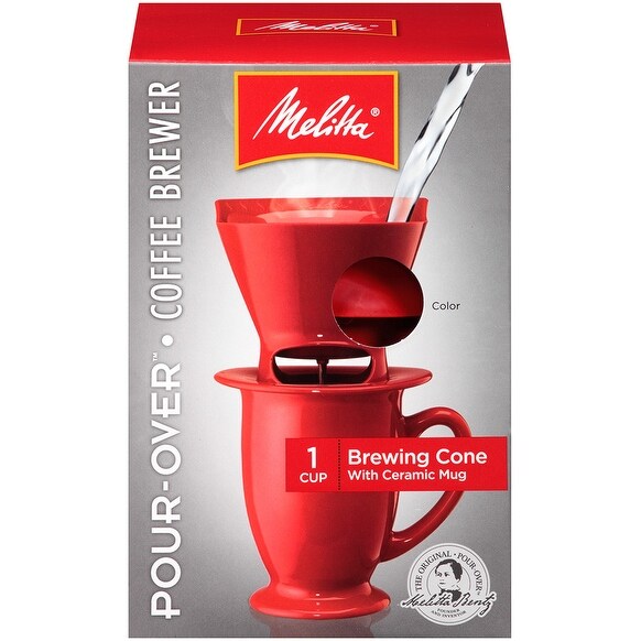 Melitta 1 Cup Pour Over Coffee Brew Cone Ceramic Mug Set Red Melitta 1 Cup Pour Over Coffee Brew Cone Ceramic Mug Set