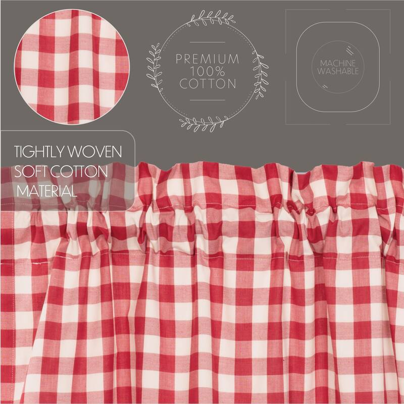 Annie Buffalo Check Valance - Country Red/Antique Creme - 16x60