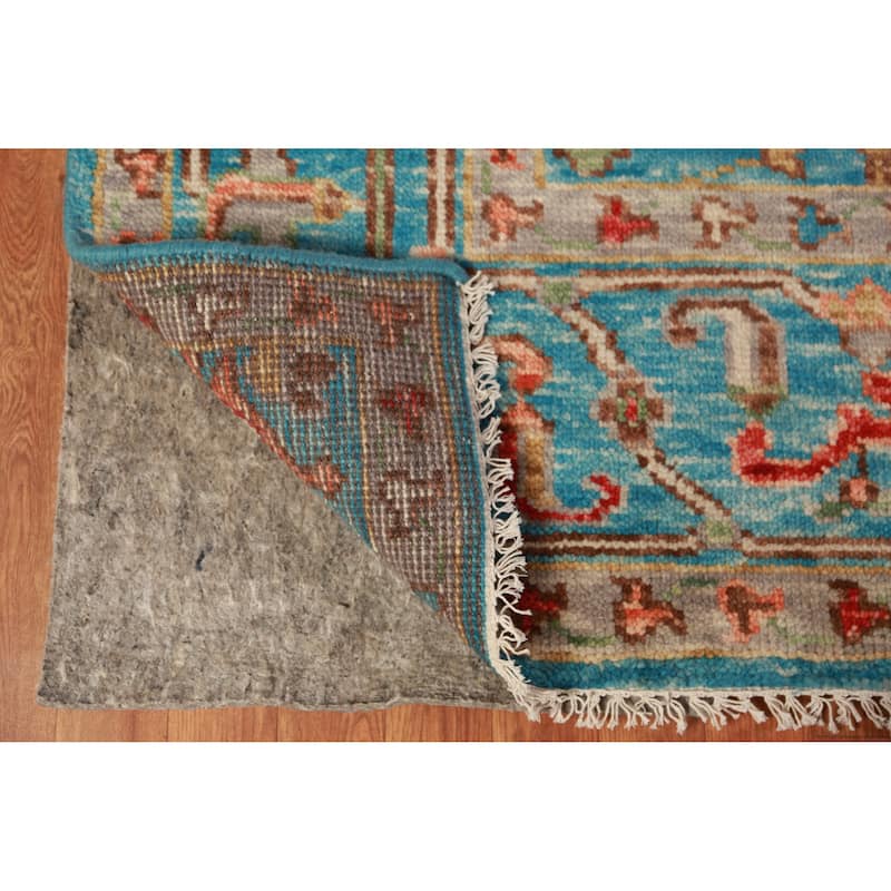 Geometric Medallion Heriz Serapi Oriental Rug Handmade Wool Carpet - 8'9" x 11'10"