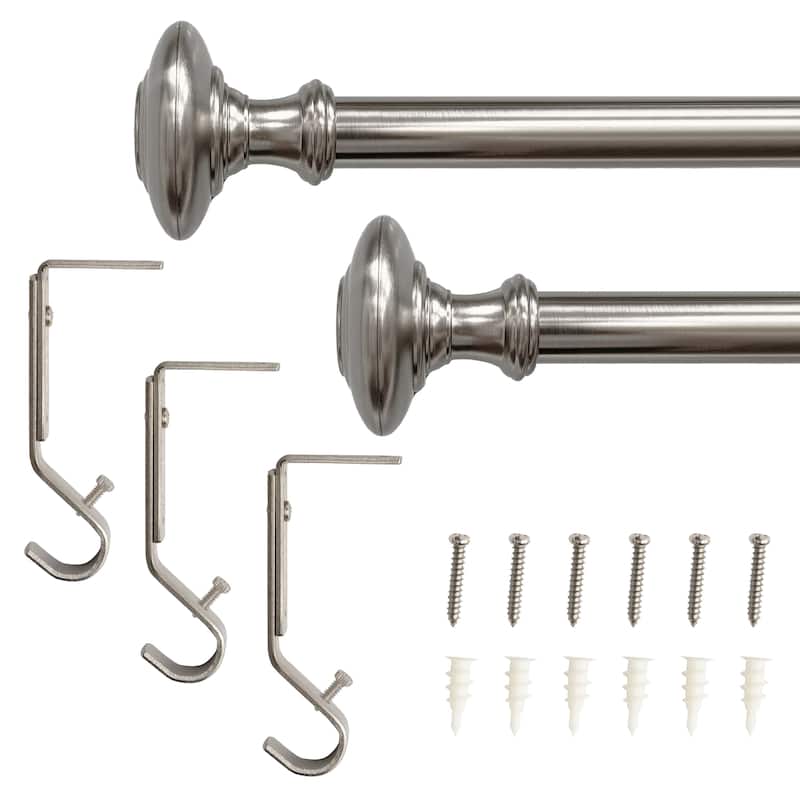 Lumi 1" Single Curtain Rod Brushed Nickel /Oil Rubbed Bronze- Knob - 72"-144" - Brushed Nickel