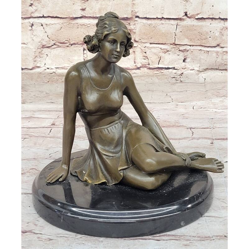 Bronze Art Deco Style Figural Elegant Woman Hand Made Statue Sculpture