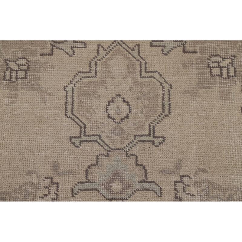 Beige Distressed Tabriz Persian Vintage Area Rug Handmade Wool Carpet - 6'3" x 9'8"