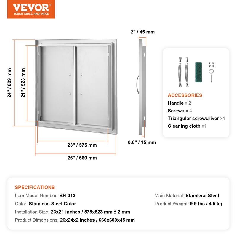 VEVOR Stainless Steel Double Kitchen Access Doors