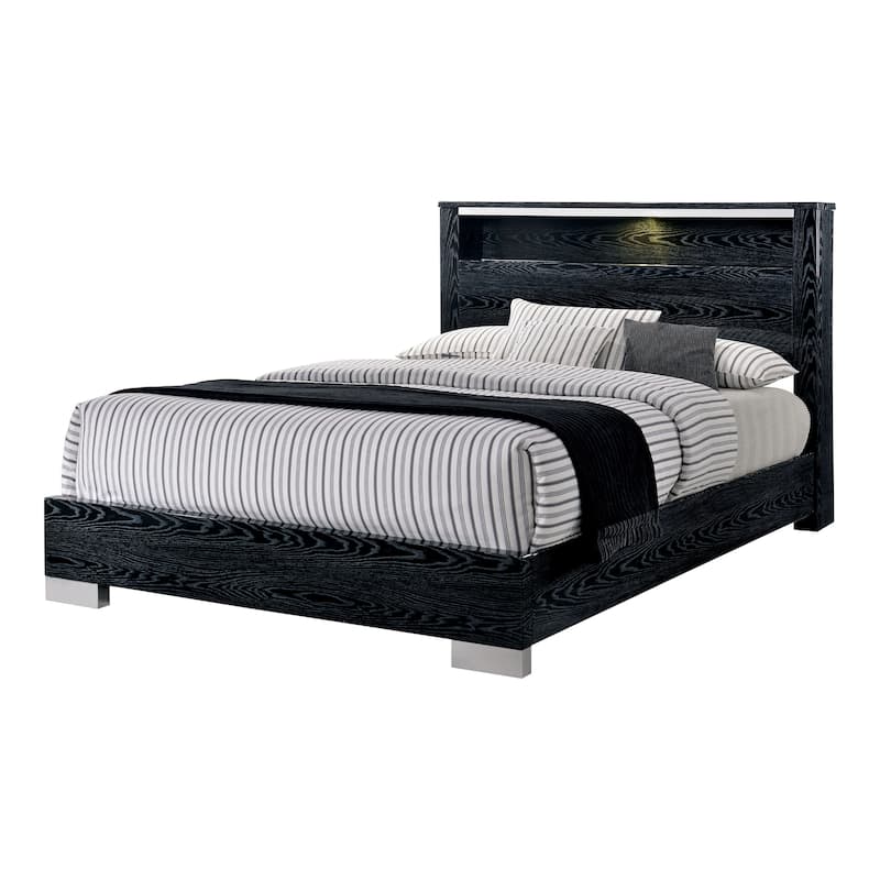 Carbon Loft Champs Wood Panel Bed with LED Storage Headboard