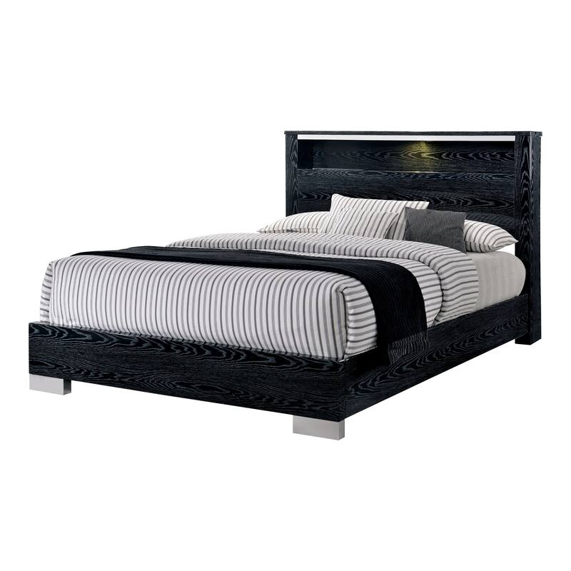 Champs Contemporary Queen Solid Wood 2-Piece Storage Panel Bed Set by Furniture of America