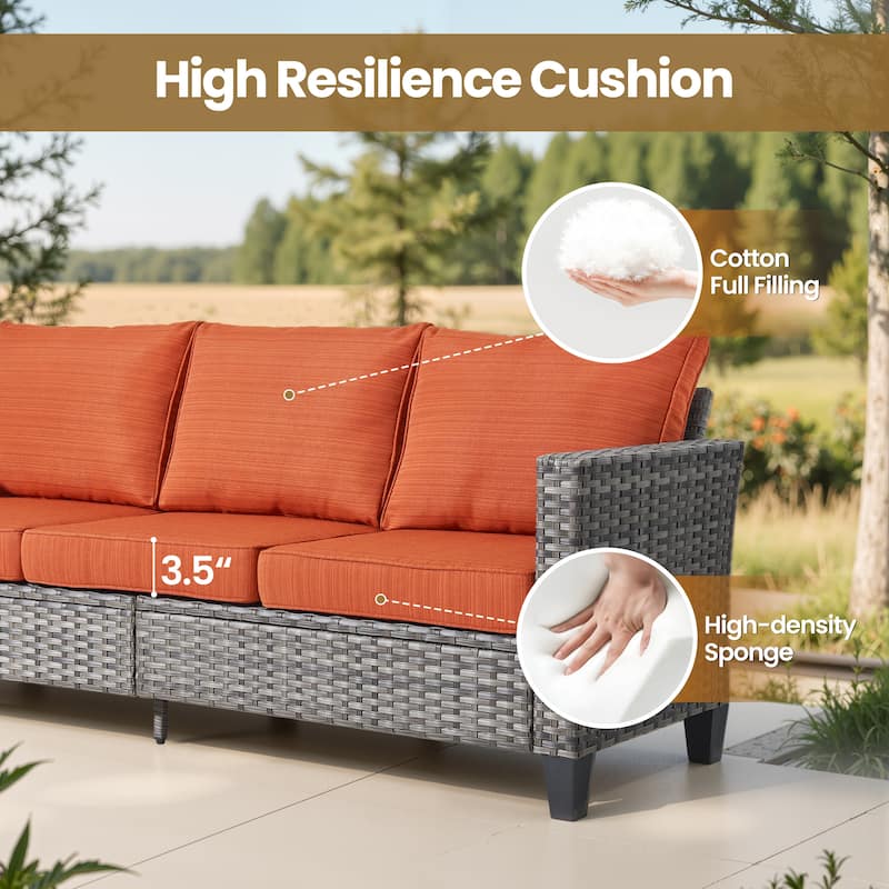 XIZZI 7-piece Outdoor Patio Furniture Set Wicker Chairs with Fire Table