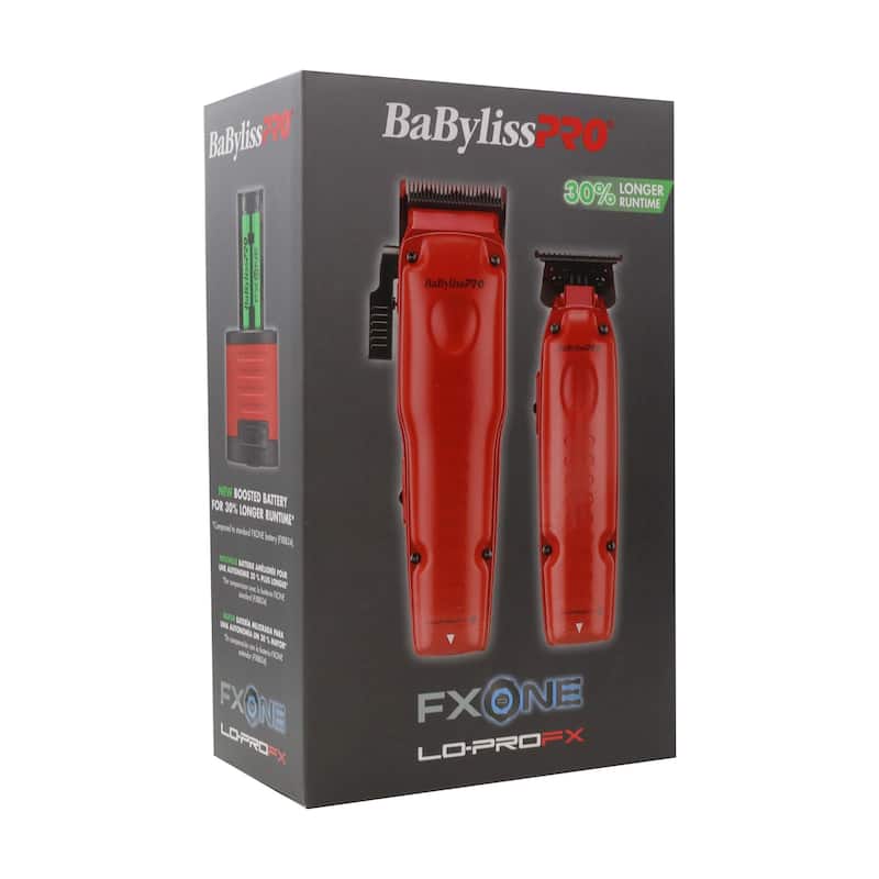 BaByliss Pro FXONE LO-PROFX Hair Clipper, Trimmer, Charging Base and Boosted Capacity Battery (Red) FX129MRPK - Red