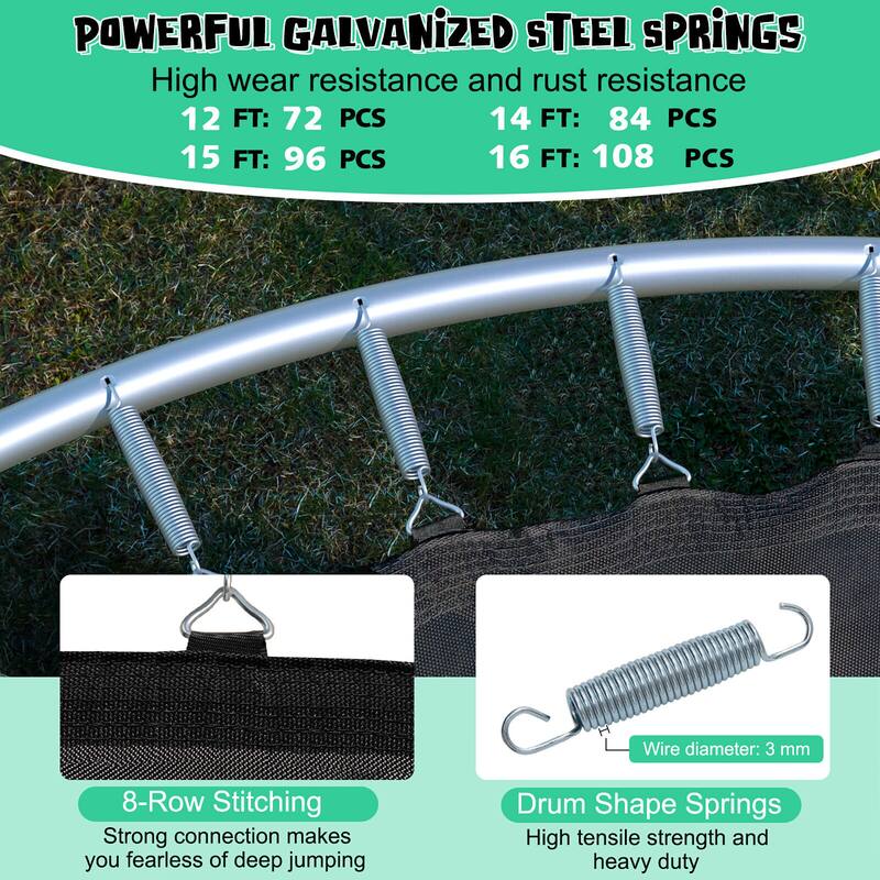 Gymax 12/14/15/16FT Recreational Trampoline w/ Inner Enclosure Net