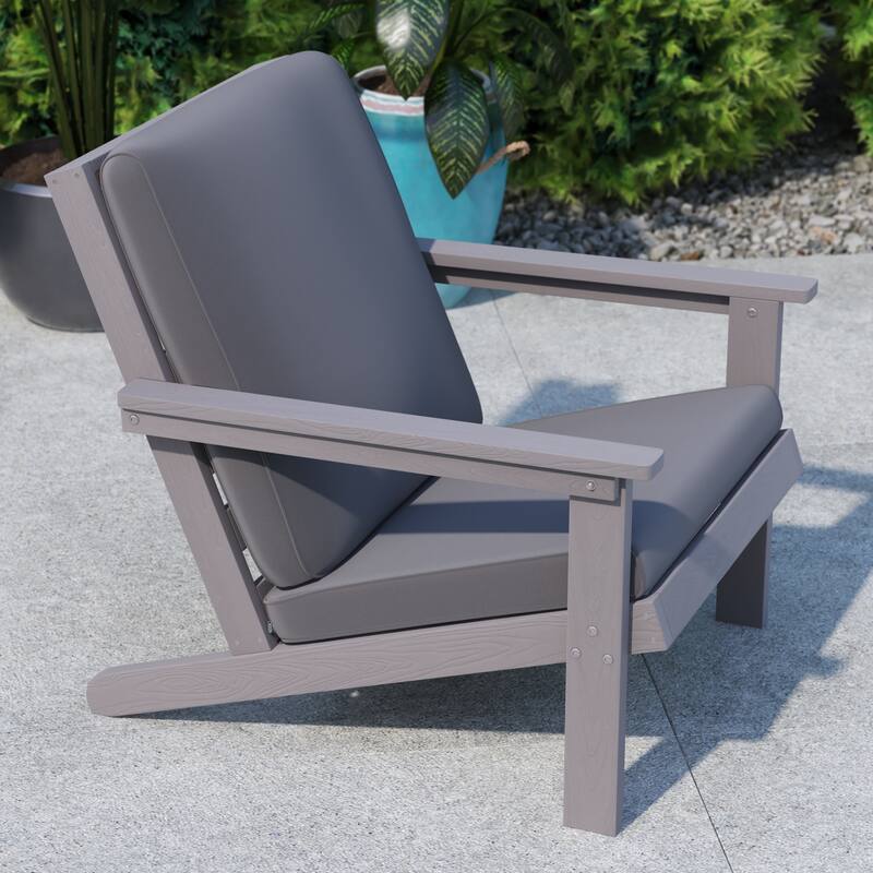 All-Weather Poly Resin Adirondack Style Chair & Cushions