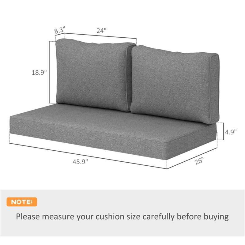Fabric Outdoor Cushion Set with Washable Covers - Seat Cushion: 45.9" L x 26" W x 4.9" H