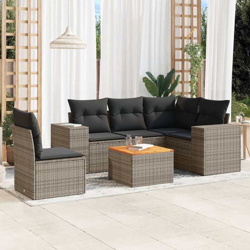 vidaXL Garden Sofa Set Black - 21.7 x 21.7 x 14.6 - Gray Large  - form2