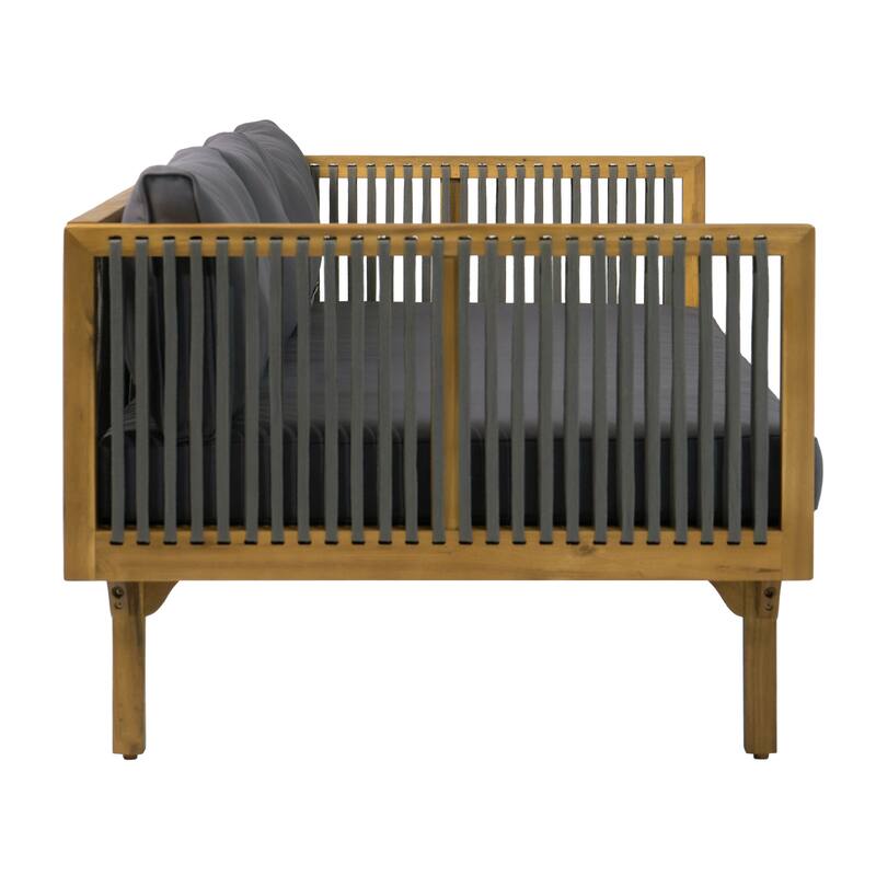 Christopher Knight Home - Outdoor Teak Finish Wood & Rope Woven Sofa Set with Coffee Table