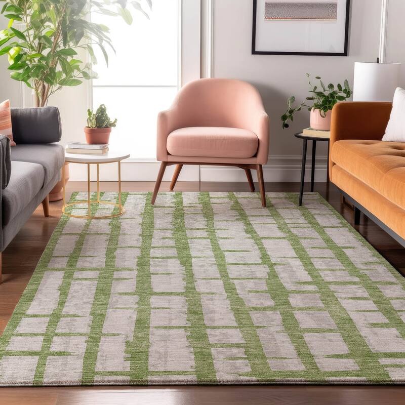 Premium Washable Super Soft Modern Contemporary Mayfield Rug - Green - 9' x 12'
